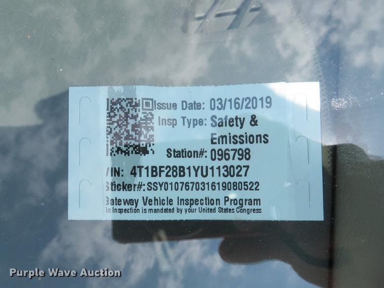 image for item DE8087 2000 Toyota Avalon XLS