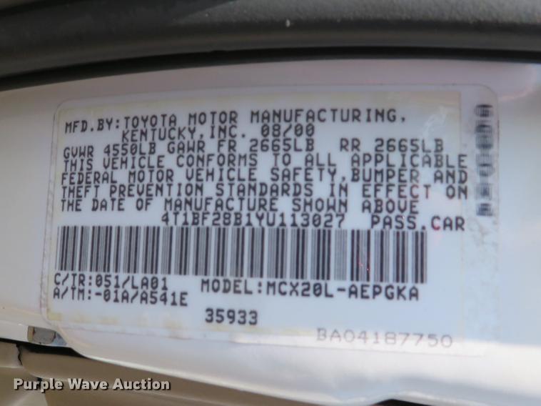 image for item DE8087 2000 Toyota Avalon XLS