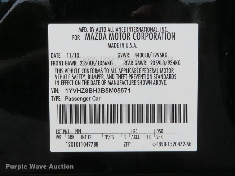 image for item DE8088 2011 Mazda Mazda 6