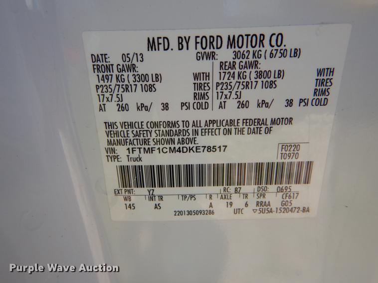 image for item DE8298 2013 Ford F150 XL pickup truck