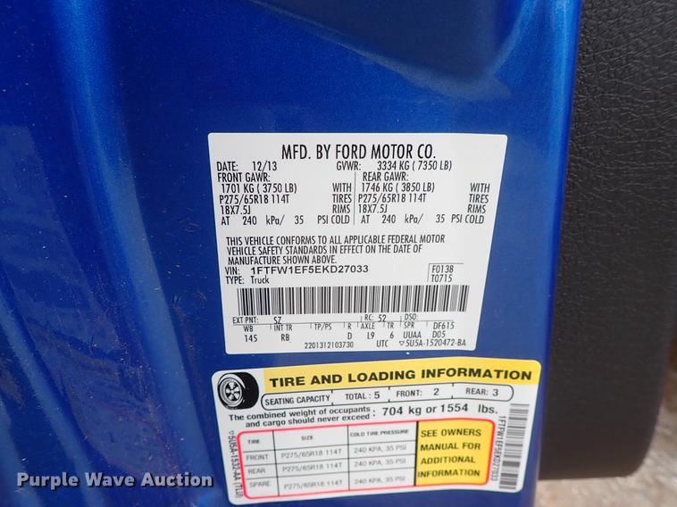 image for item DF1205 2014 Ford F150 SuperCrew pickup truck