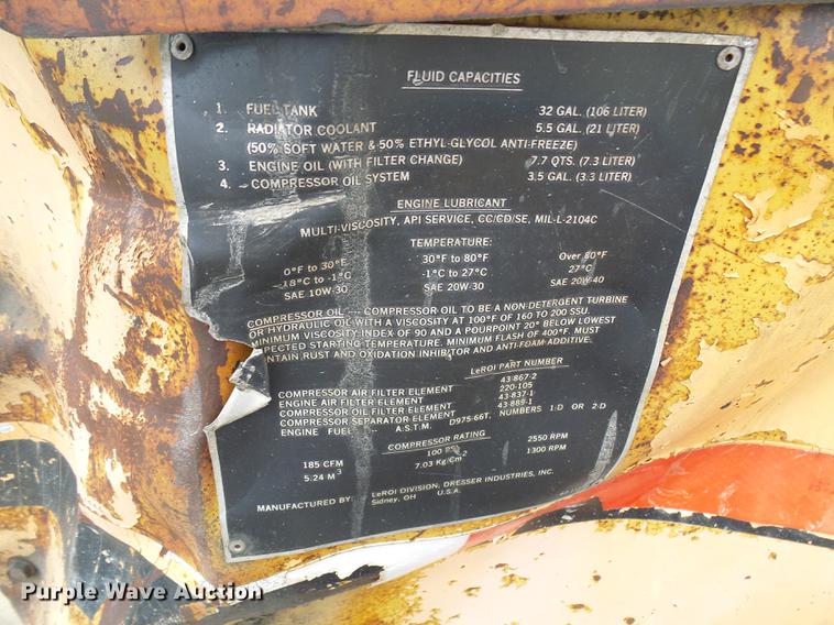 image for item DF7300 Leroi 185 air compressor