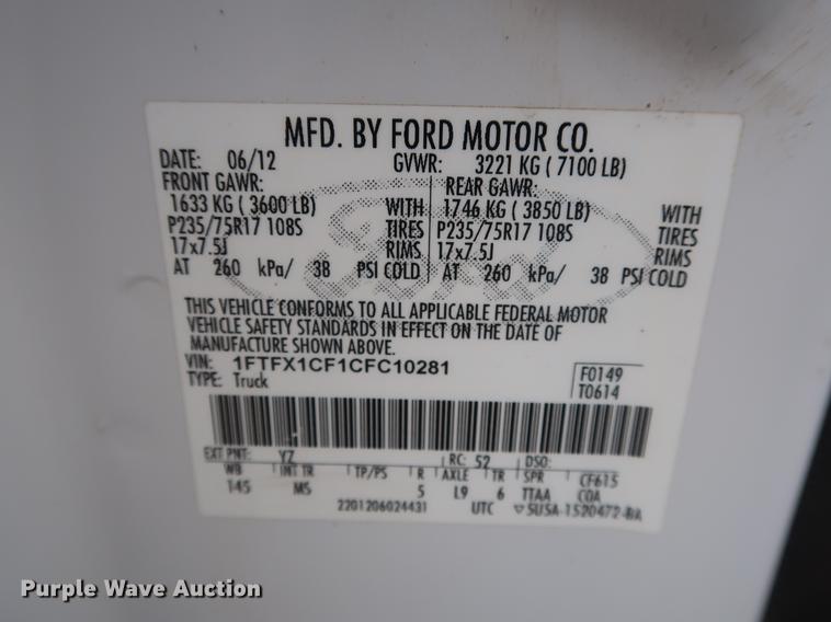 image for item DG4003 2012 Ford F150 XLT SuperCab pickup truck