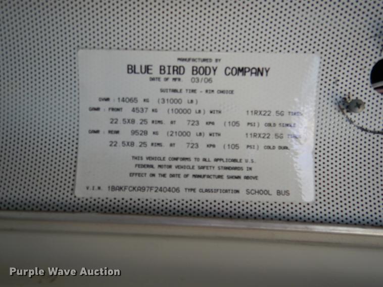 image for item DG5797 2007 Blue Bird Vision school bus