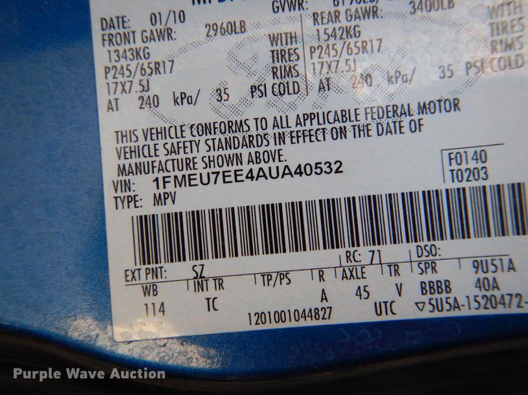 image for item DG5799 2010 Ford Explorer Eddie Bauer SUV