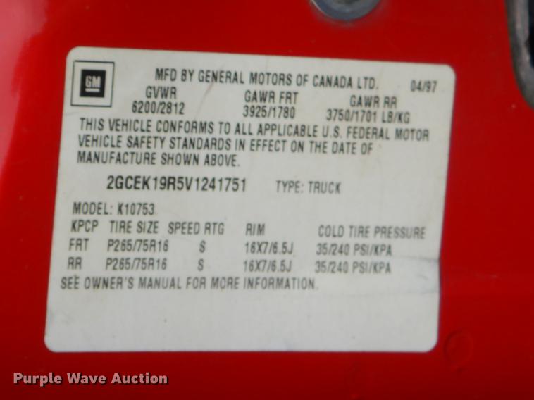 image for item ED9268 1997 Chevrolet K1500 Ext. Cab pickup truck