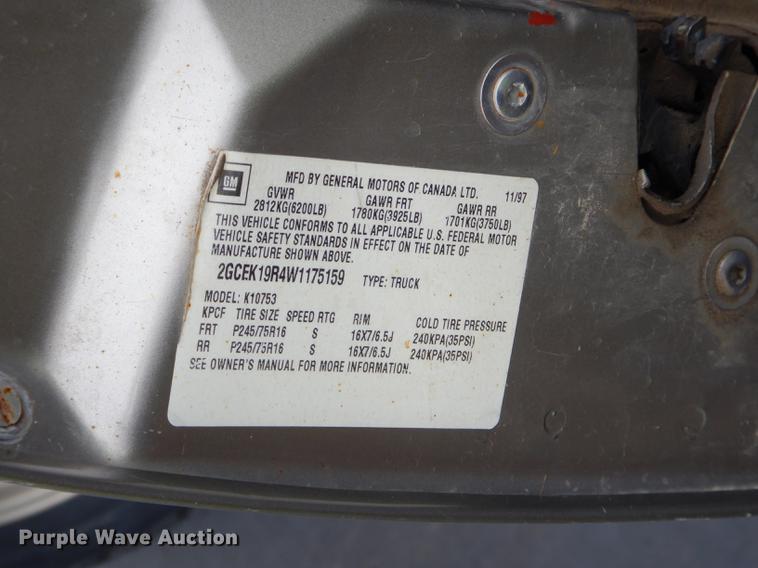 image for item ED9271 1998 Chevrolet K1500 Ext. Cab pickup truck