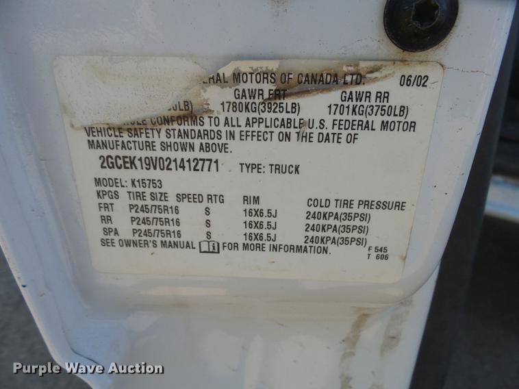 image for item EF9527 2002 Chevrolet Silverado 1500 Ext. Cab pickup truck