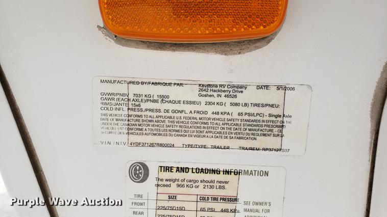 image for item EU9761 2007 Keystone Raptor toy hauler camper