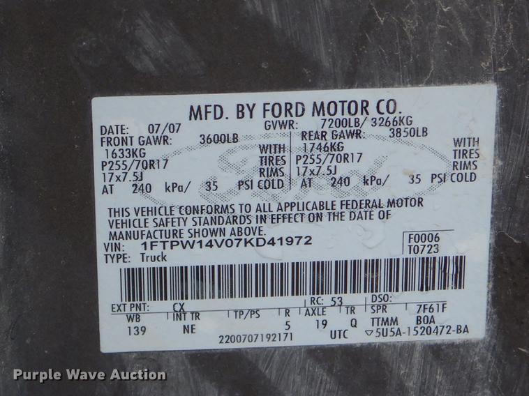 image for item FH9458 2007 Ford F150 XLT SuperCrew pickup truck