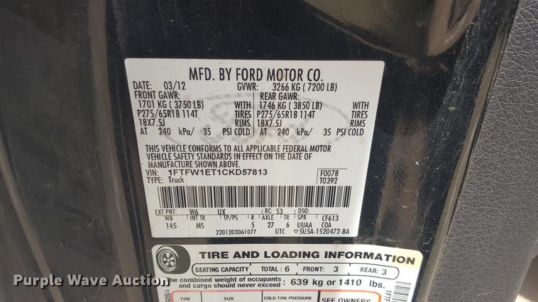 image for item FS9542 2012 Ford F150 SuperCrew pickup truck