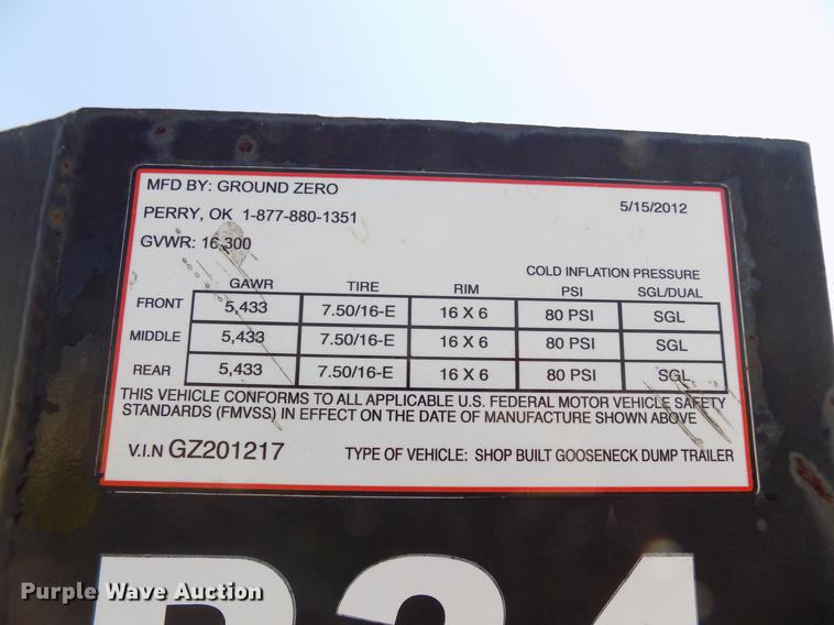 image for item DB9666 2012 Ground Zero end dump trailer