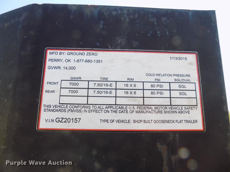 image for item DB9667 2015 Ground Zero equipment trailer