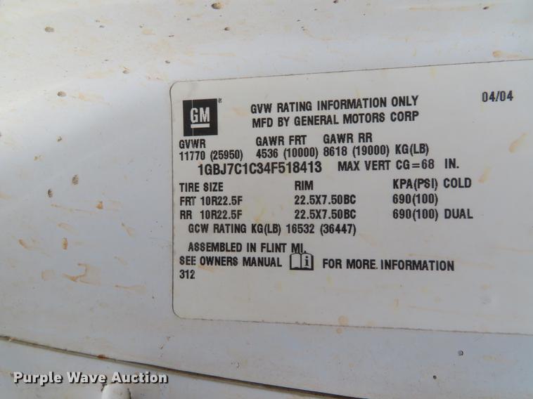 image for item DE3543 2004 Chevrolet C7500 tank truck