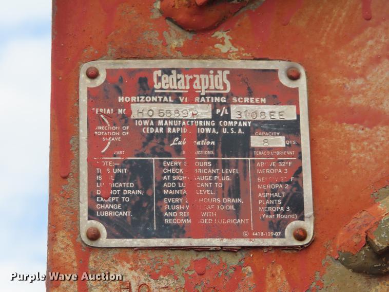 image for item DE3549 Cedarapids two deck screen