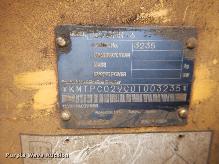 image for item DE3953 2008 Komatsu PC78MR-6 mini excavator