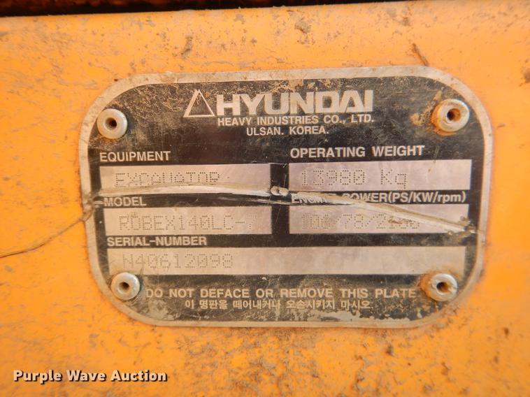 image for item DE3978 2006 Hyundai 140LC-7 excavator