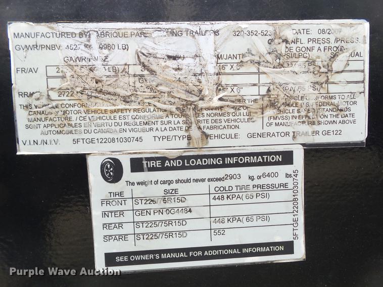 image for item DF0766 2008 Generac 0054290 generator