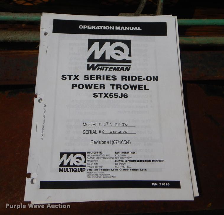 image for item ED9285 2004 Whiteman STX55-J-6 trowel