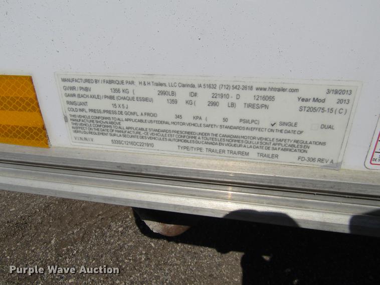 image for item EU9645 2013 H&H Trailer enclosed cargo trailer
