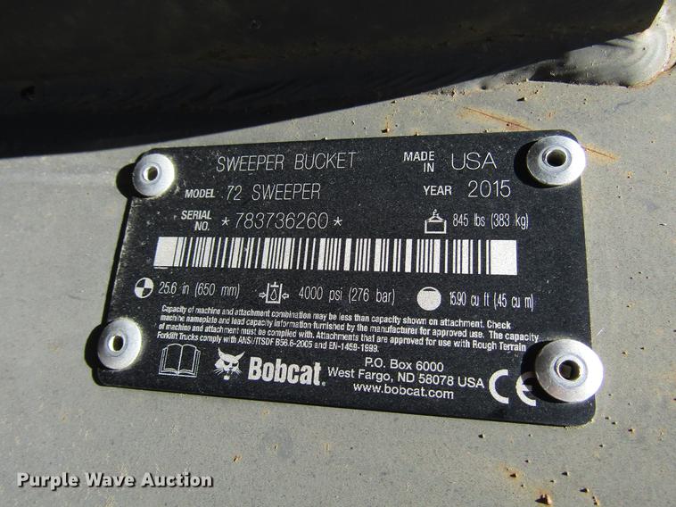 image for item FJ9683 2015 Bobcat 72 Sweeper skid steer sweeper