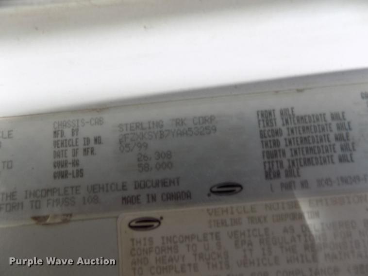 image for item FN9505 2000 Sterling A-Line dump truck