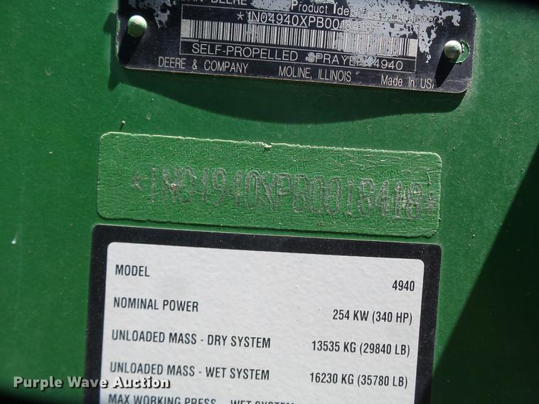 image for item FS9549 2012 John Deere 4940 sprayer