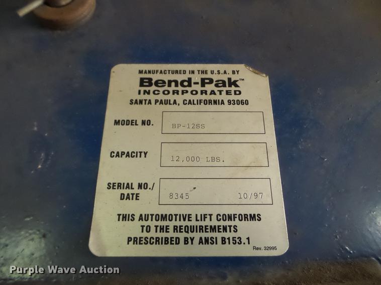 image for item DC4577 Bend-Pac SP12SS four post automotive lift