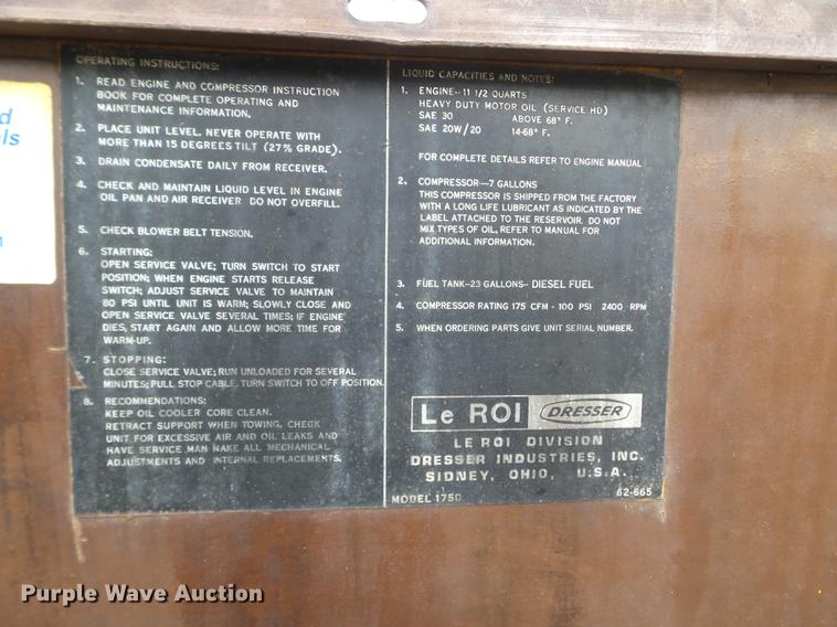 image for item DC4594 Leroi 175SDED air compressor