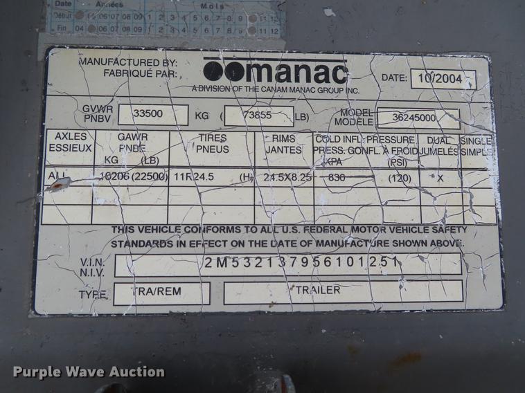 image for item DE3550 2005 Manac walking floor trailer