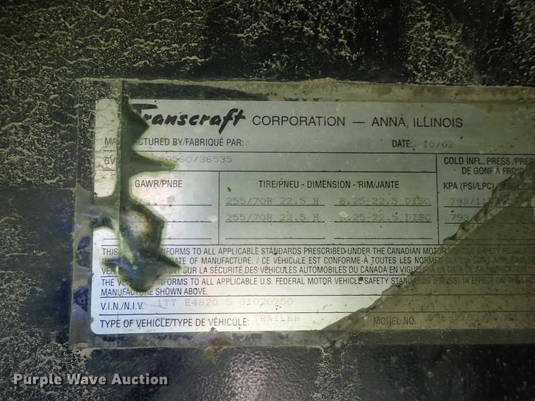 image for item DE5375 2003 Transcraft drop deck trailer