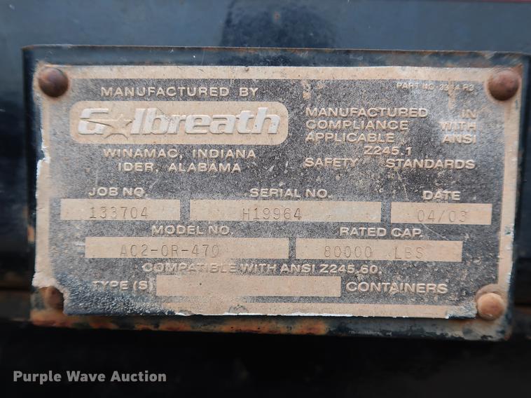 image for item FE9651 1998 Galbreath AC2-OR-470 roll-off double container trailer