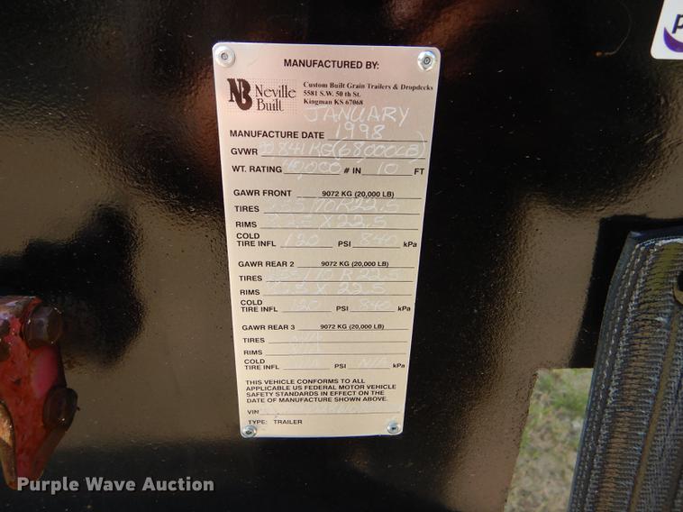 image for item FG9494 1998 Neville drop deck equipment trailer