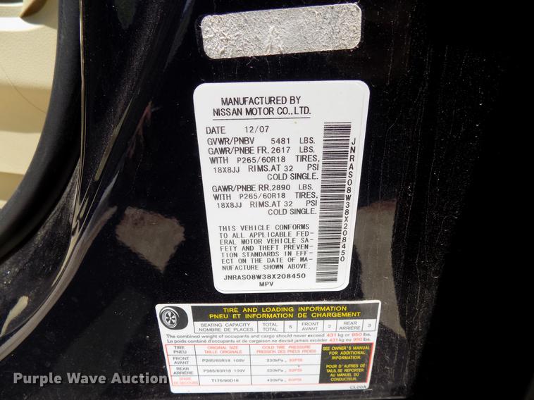 image for item DB9519 2008 Infiniti FX35 SUV