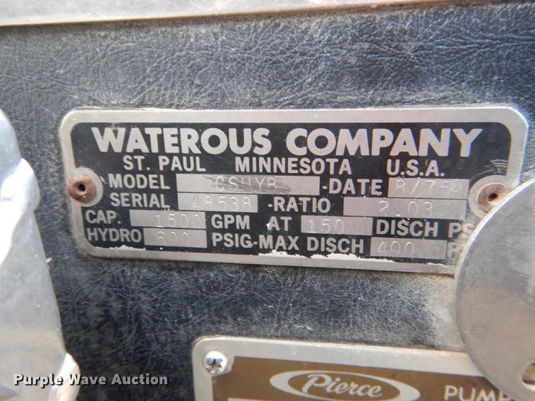 image for item DE0007 1976 Pierce Hendrickson FTCO-2070 fire truck