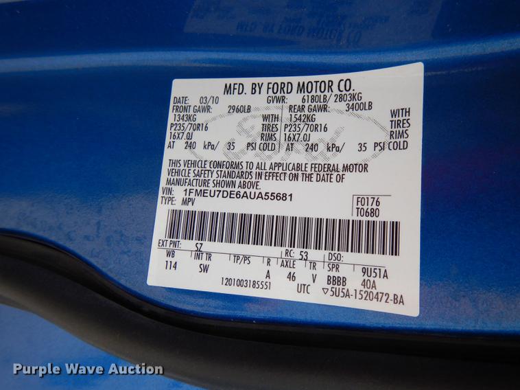 image for item DE3569 2010 Ford Explorer SUV