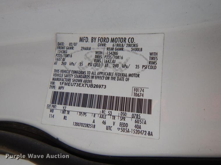 image for item DE3573 2007 Ford Explorer SUV