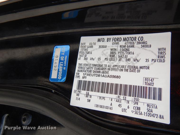 image for item DE3576 2010 Ford Explorer SUV