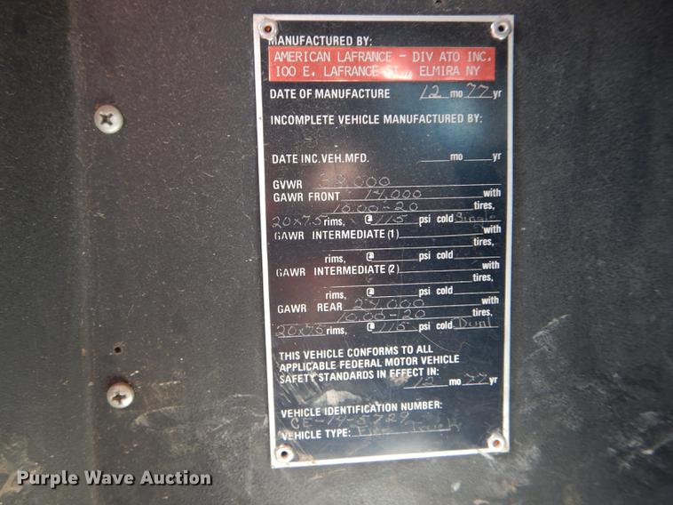 image for item DE8449 1978 American Lafrance ladder fire truck