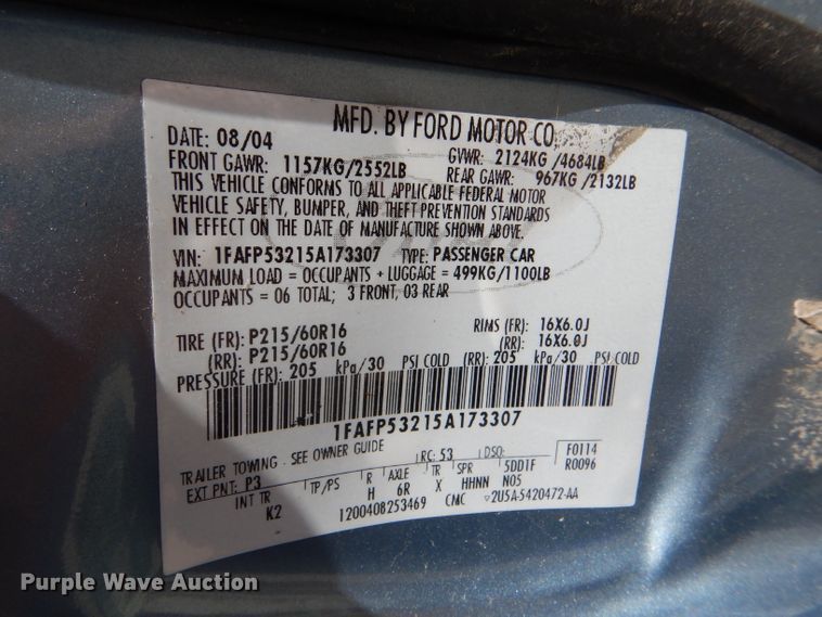 image for item DG4752 2005 Ford Taurus SE