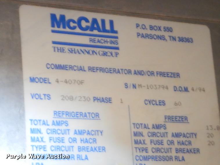 image for item ED9305 McCall 4-4970F freezer