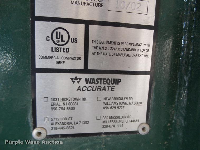 image for item EQ9092 2002 Wastequip 6030XHD vertical recycling baler