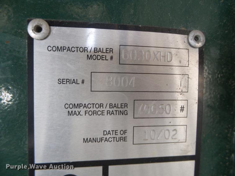 image for item EQ9092 2002 Wastequip 6030XHD vertical recycling baler