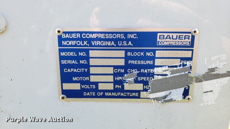 image for item EU9814 Bauer Compressors compressed air oxygen tank system