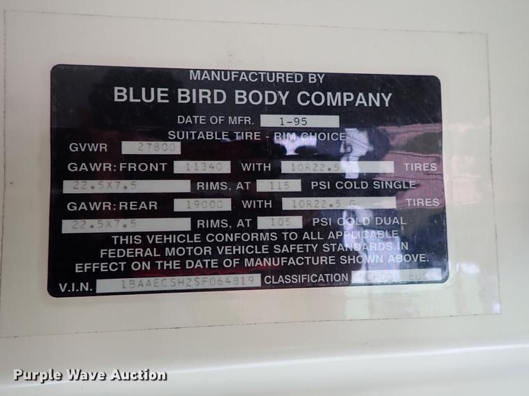 image for item FH9920 1995 Blue Bird TC2000 school bus