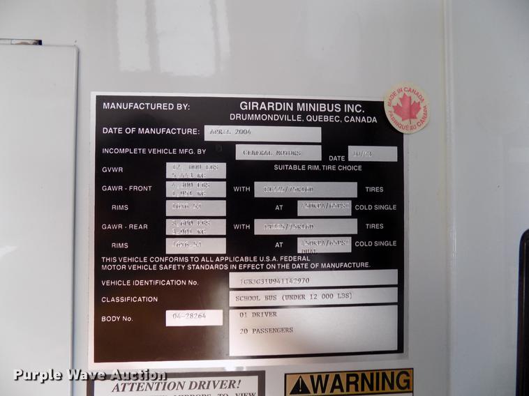 image for item FJ9314 2004 Chevrolet G3500 school bus