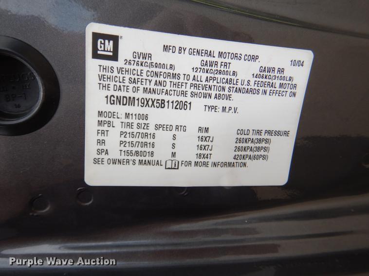 image for item FQ9872 2005 Chevrolet Astro van