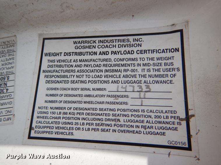 image for item FT9502 2001 Chevrolet Express 3500 Goshen Coach shuttle bus