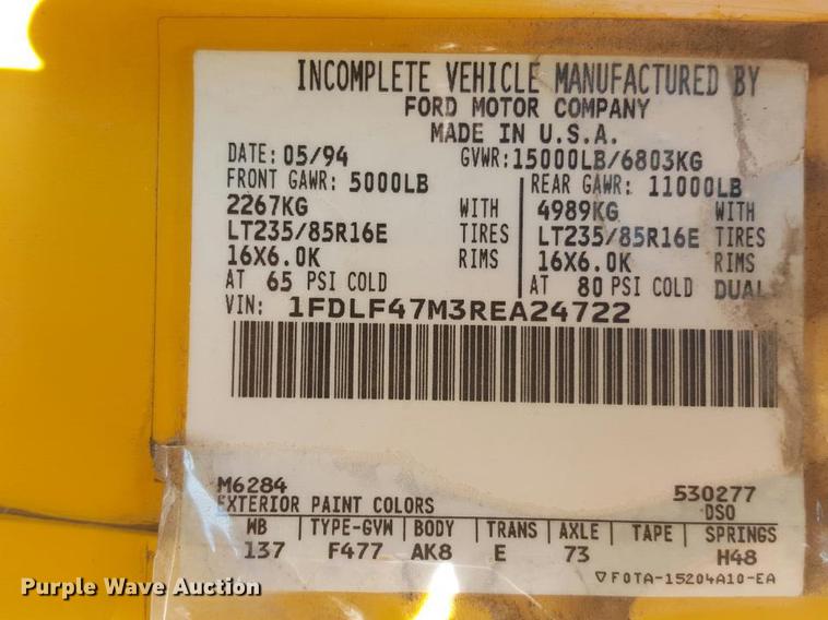 image for item DD6172 1994 Ford F450 Super Duty utility truck