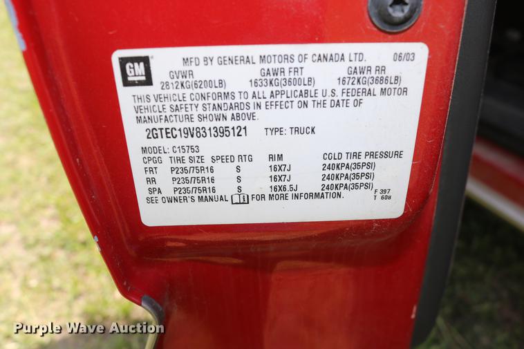 image for item DD8233 2003 GMC Sierra 1500 Ext. Cab pickup truck